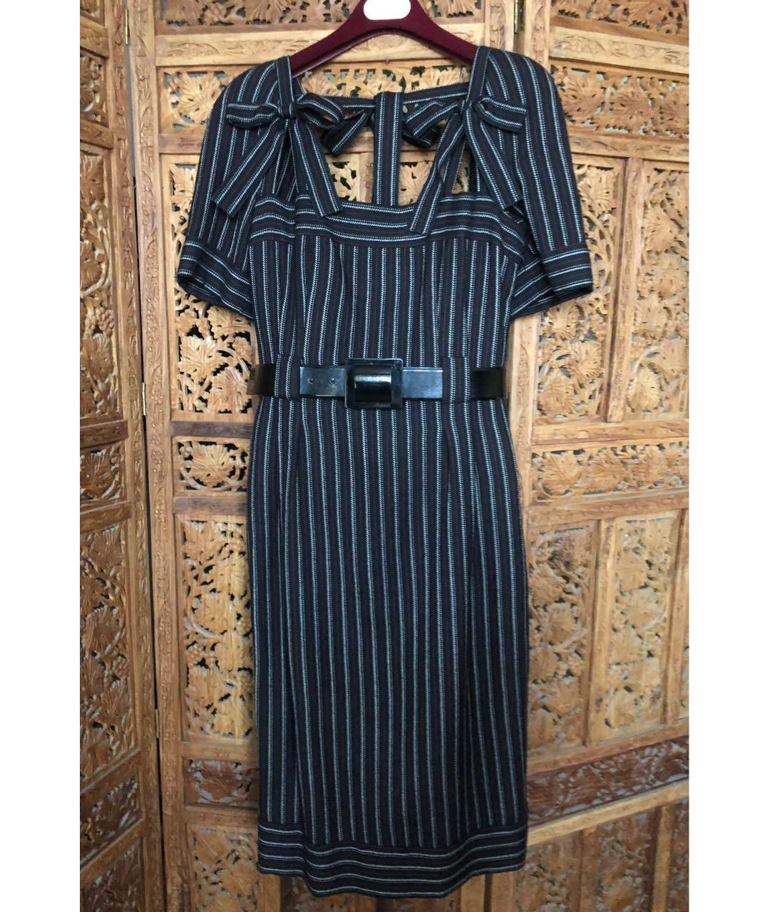 CHANEL PRE-OWNED Черное шерстяное коктейльное платье, фото 5