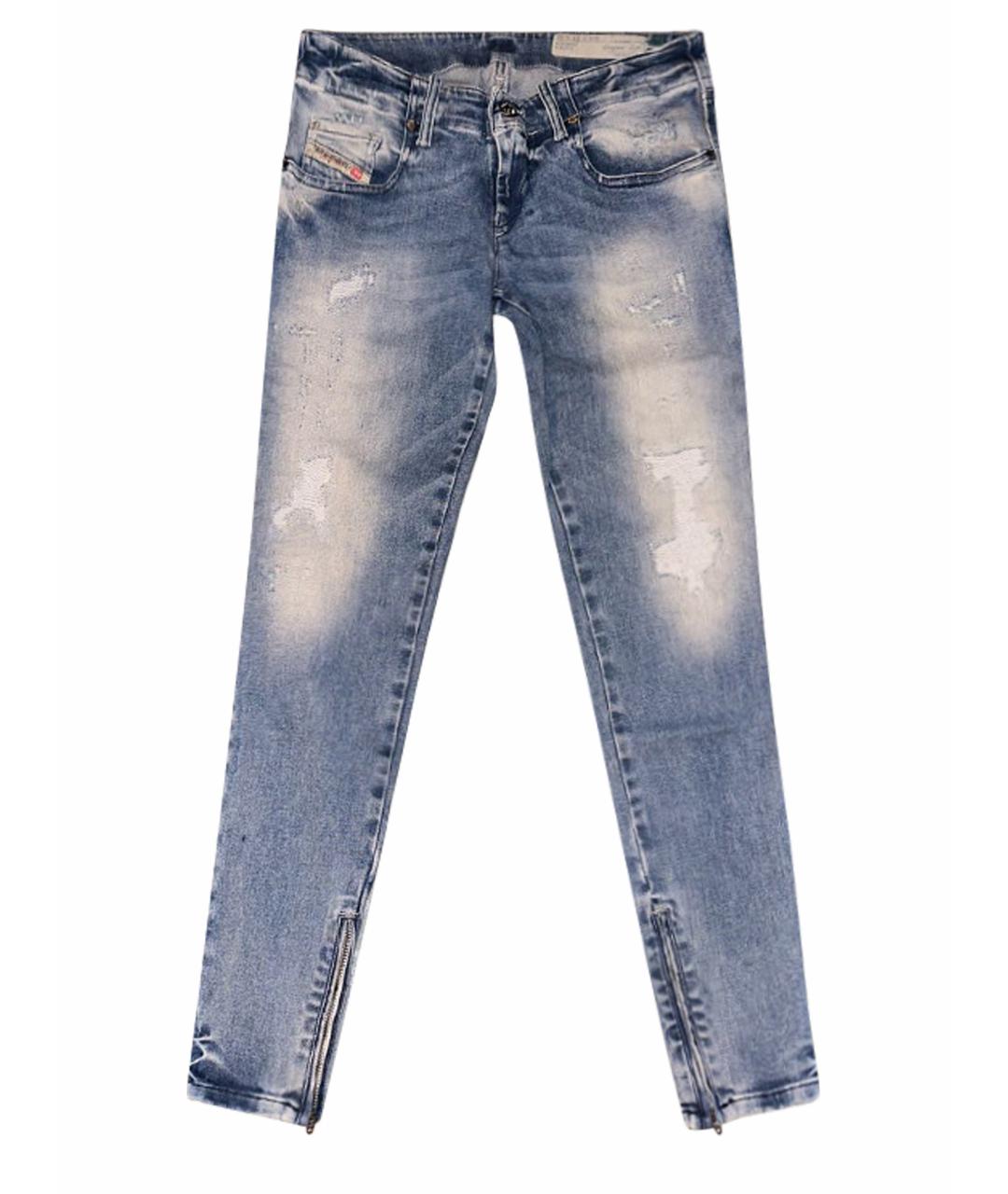 DIESEL Голубые хлопко-полиэстеровые джинсы слим, фото 1
