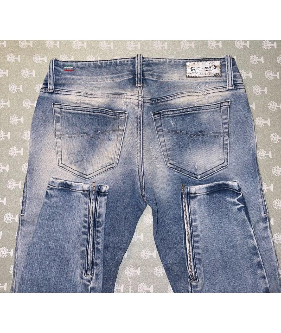 DIESEL Голубые хлопко-полиэстеровые джинсы слим, фото 3