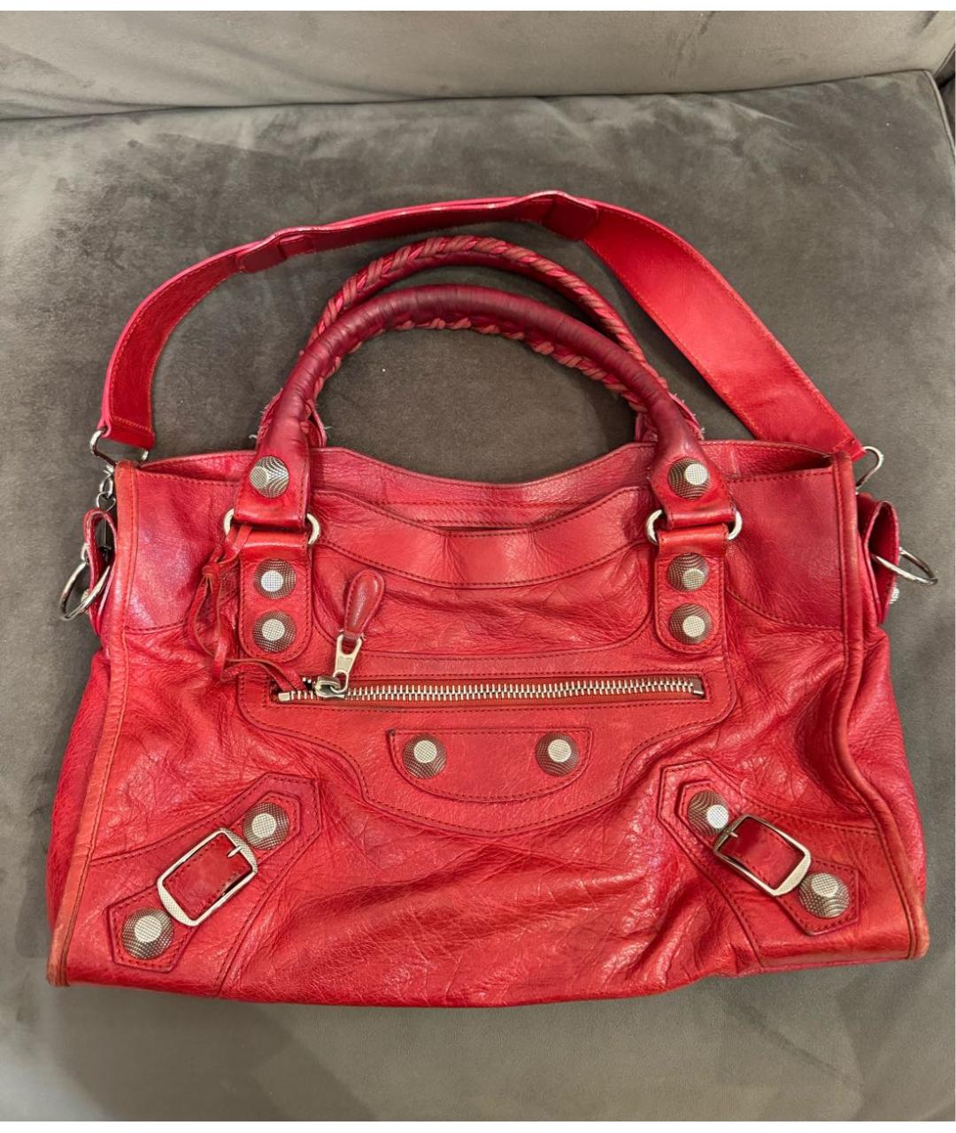 BALENCIAGA Красная кожаная сумка с короткими ручками, фото 8