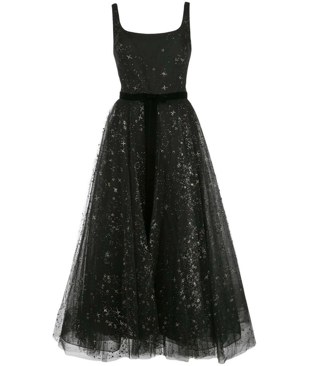 MARCHESA NOTTE Черное сетчатое вечернее платье, фото 1