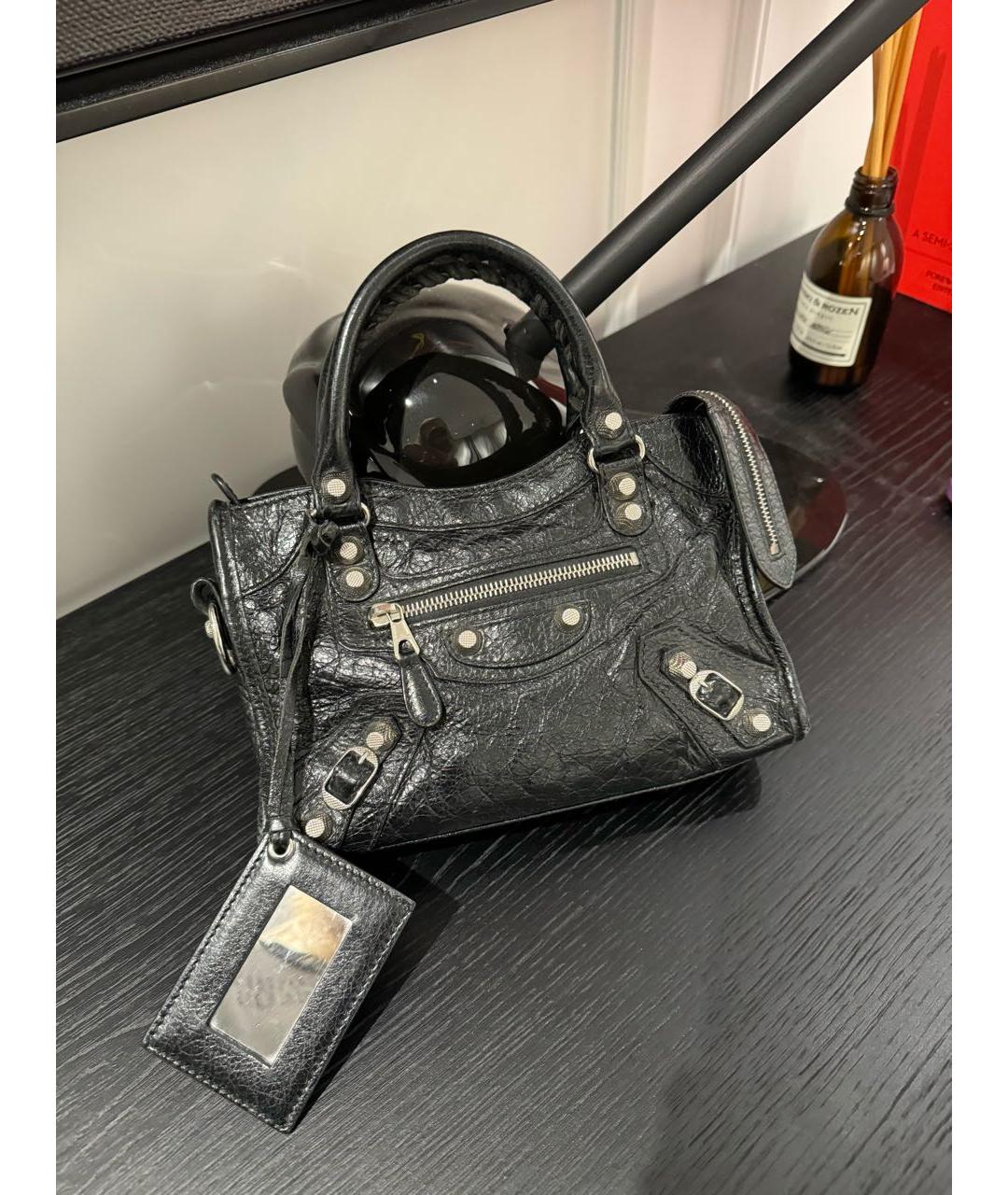 BALENCIAGA Черная кожаная сумка через плечо, фото 5