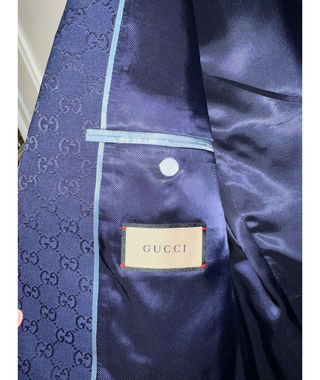 GUCCI Темно-синий хлопковый пиджак, фото 5