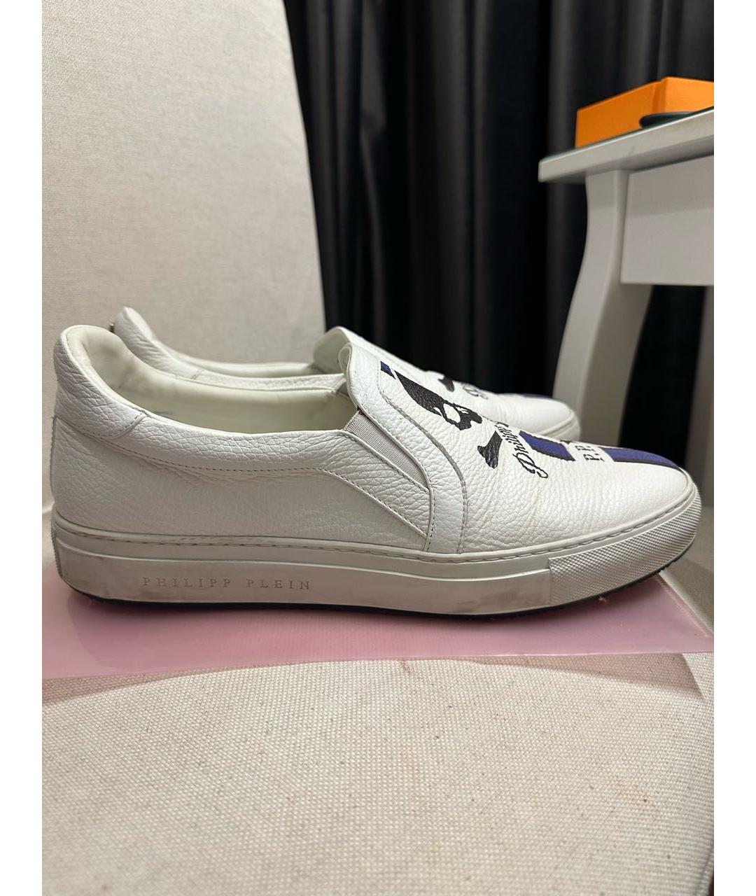 PHILIPP PLEIN Белые кожаные низкие кроссовки / кеды, фото 5
