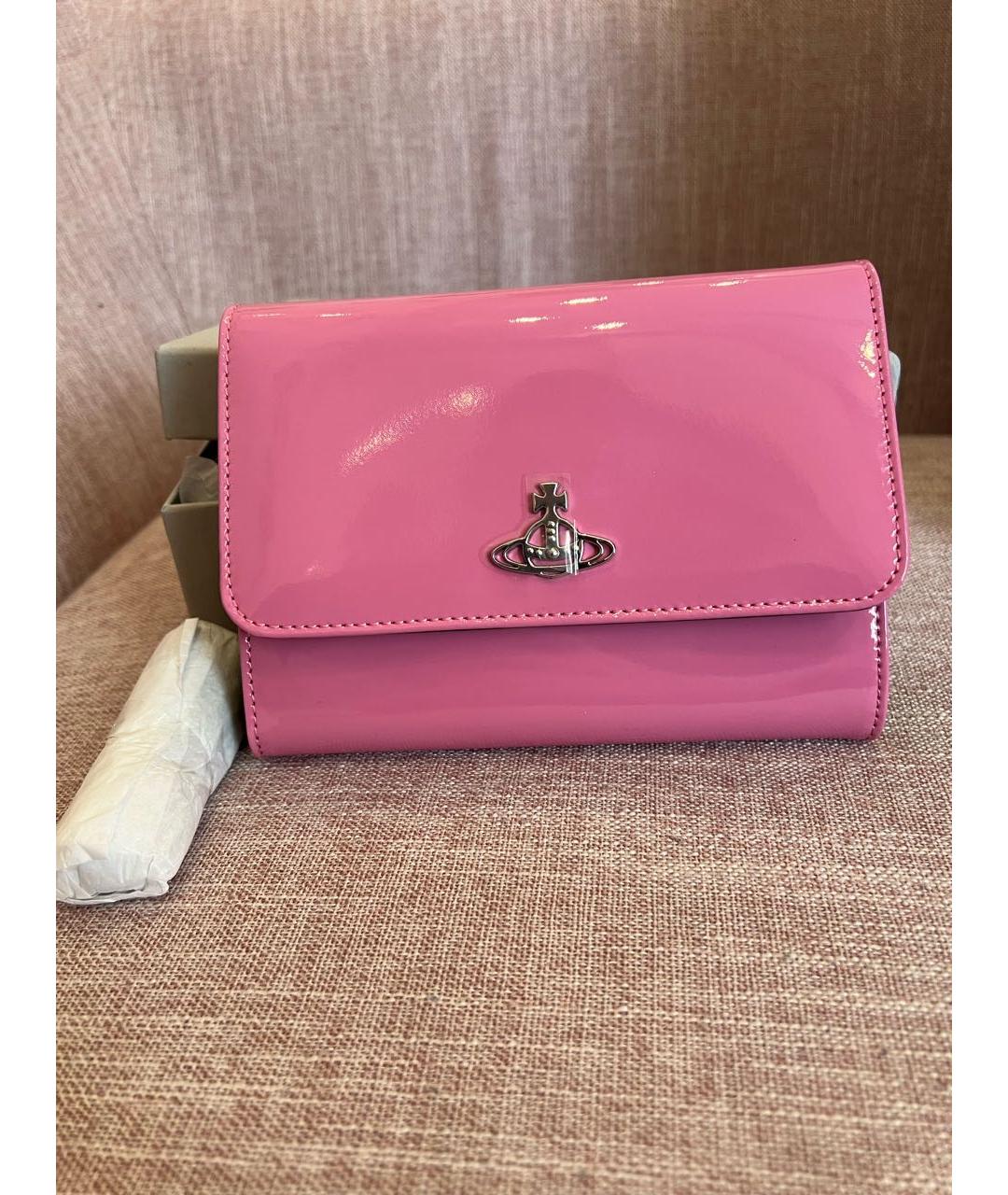 VIVIENNE WESTWOOD Розовая кожаная сумка с короткими ручками, фото 3