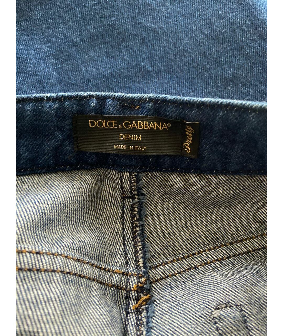 DOLCE&GABBANA Синие хлопко-эластановые прямые джинсы, фото 4