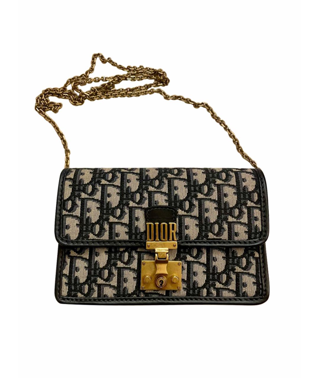 CHRISTIAN DIOR PRE-OWNED Темно-синяя жаккардовая сумка через плечо, фото 1