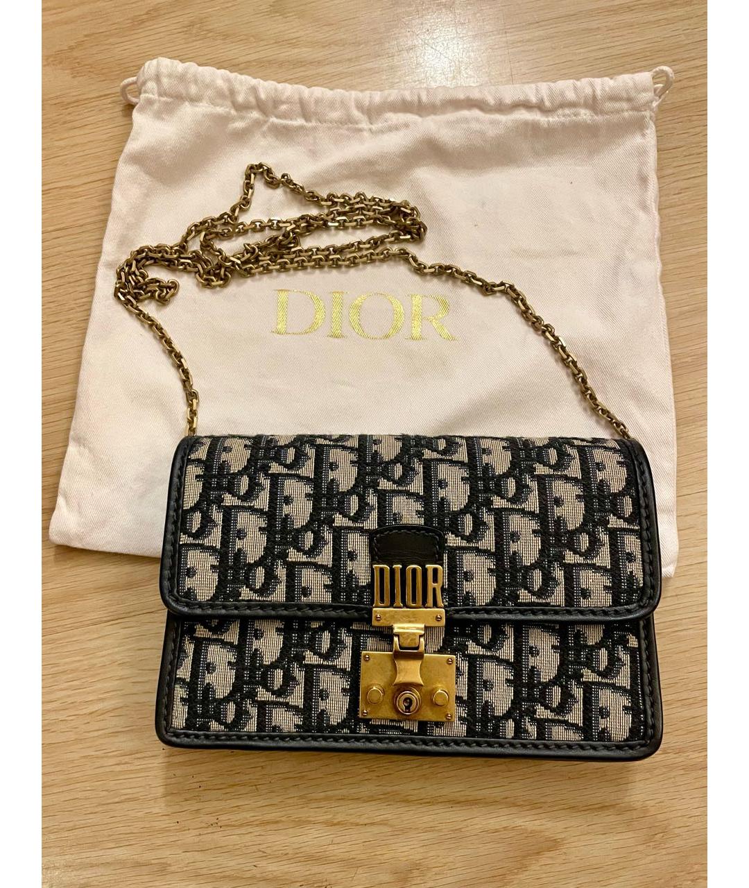 CHRISTIAN DIOR PRE-OWNED Темно-синяя жаккардовая сумка через плечо, фото 9