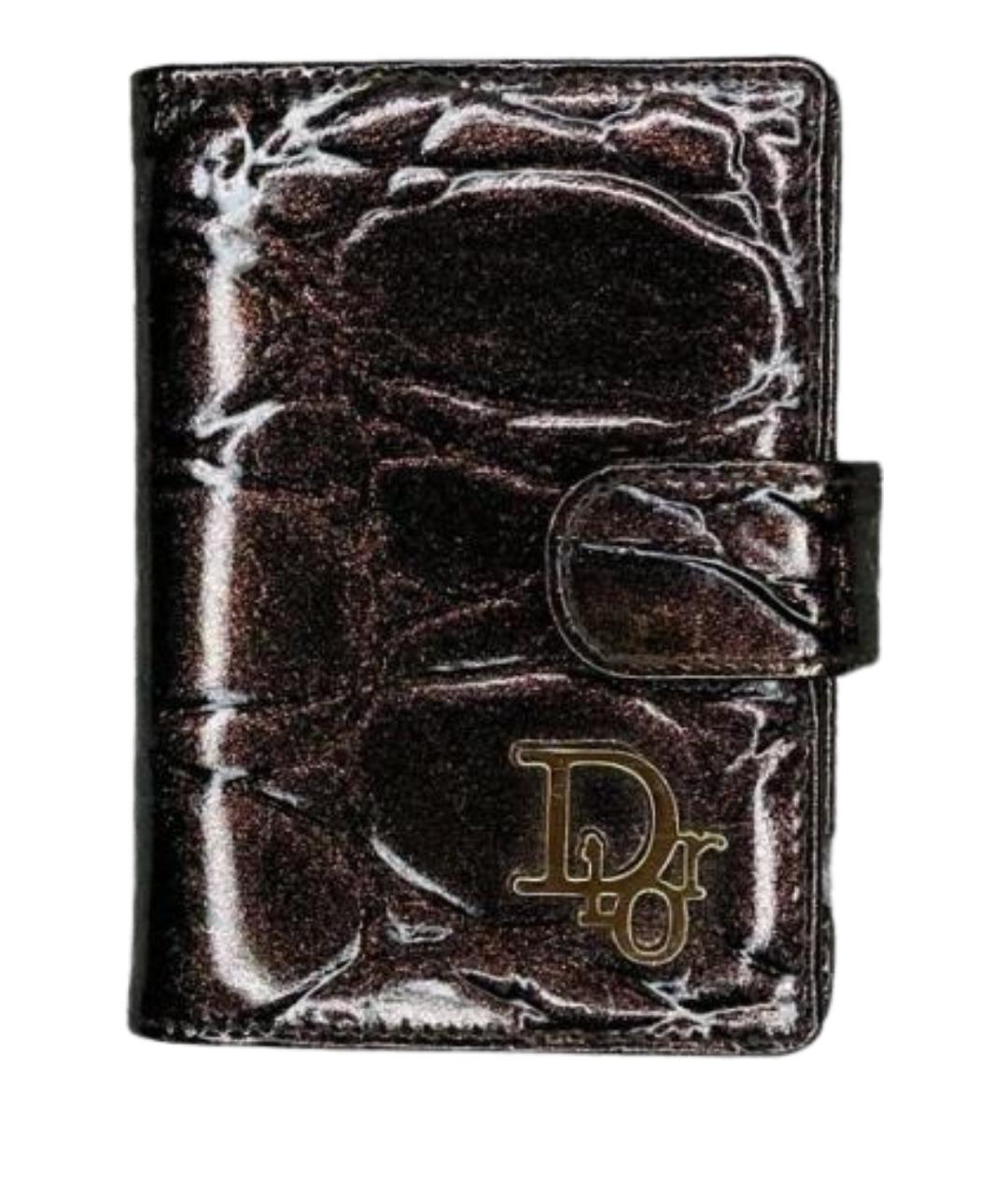 CHRISTIAN DIOR Коричневая визитница из лакированной кожи, фото 1
