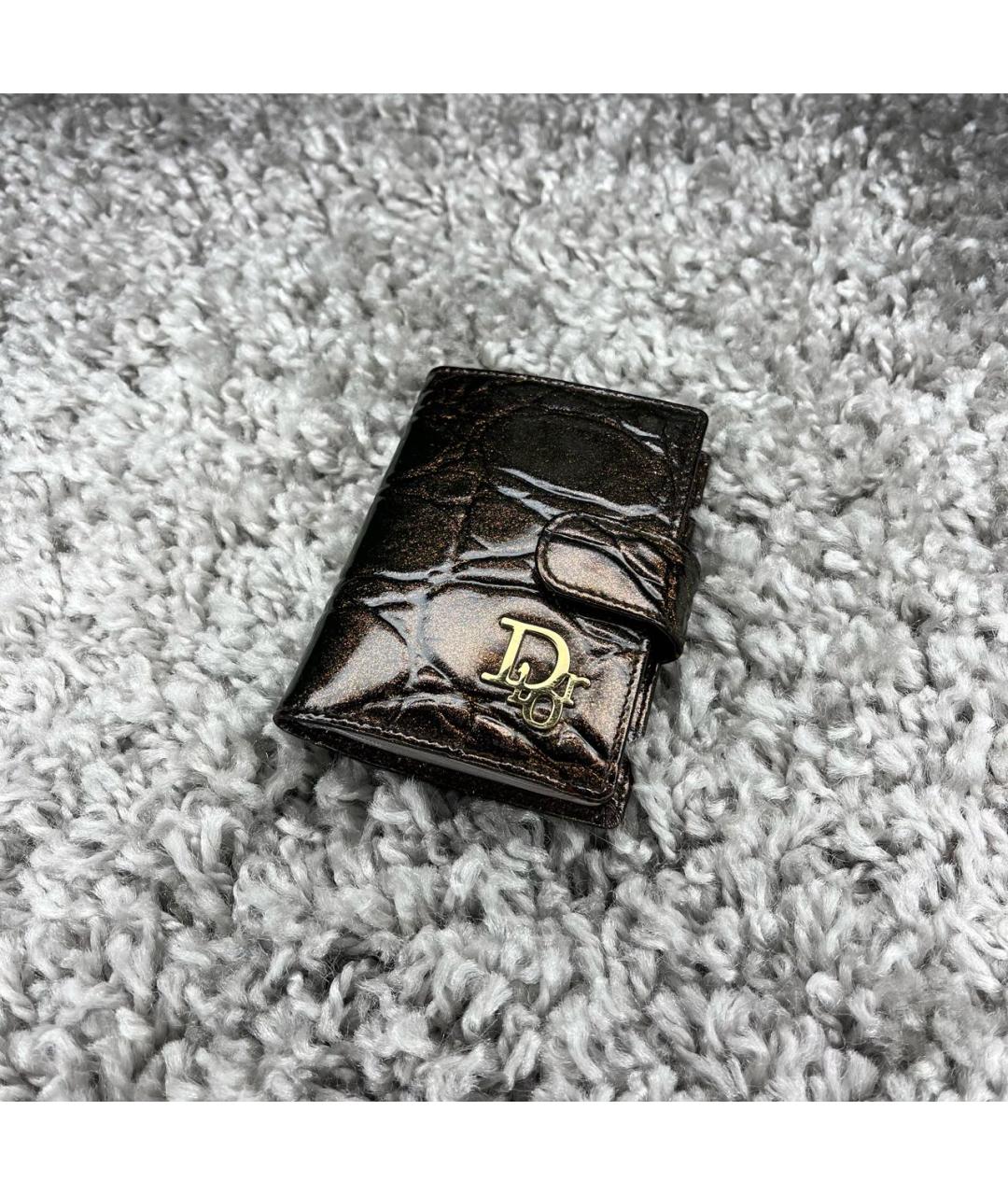 CHRISTIAN DIOR Коричневая визитница из лакированной кожи, фото 2