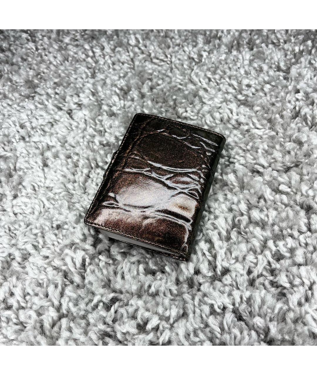 CHRISTIAN DIOR Коричневая визитница из лакированной кожи, фото 4