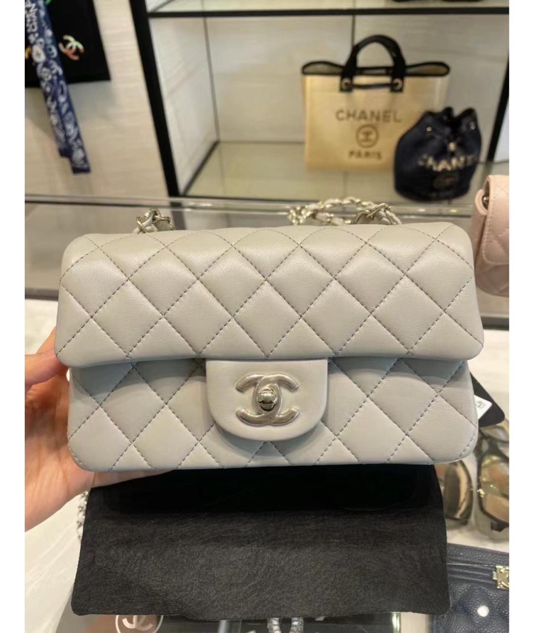 CHANEL Серая кожаная сумка через плечо, фото 2