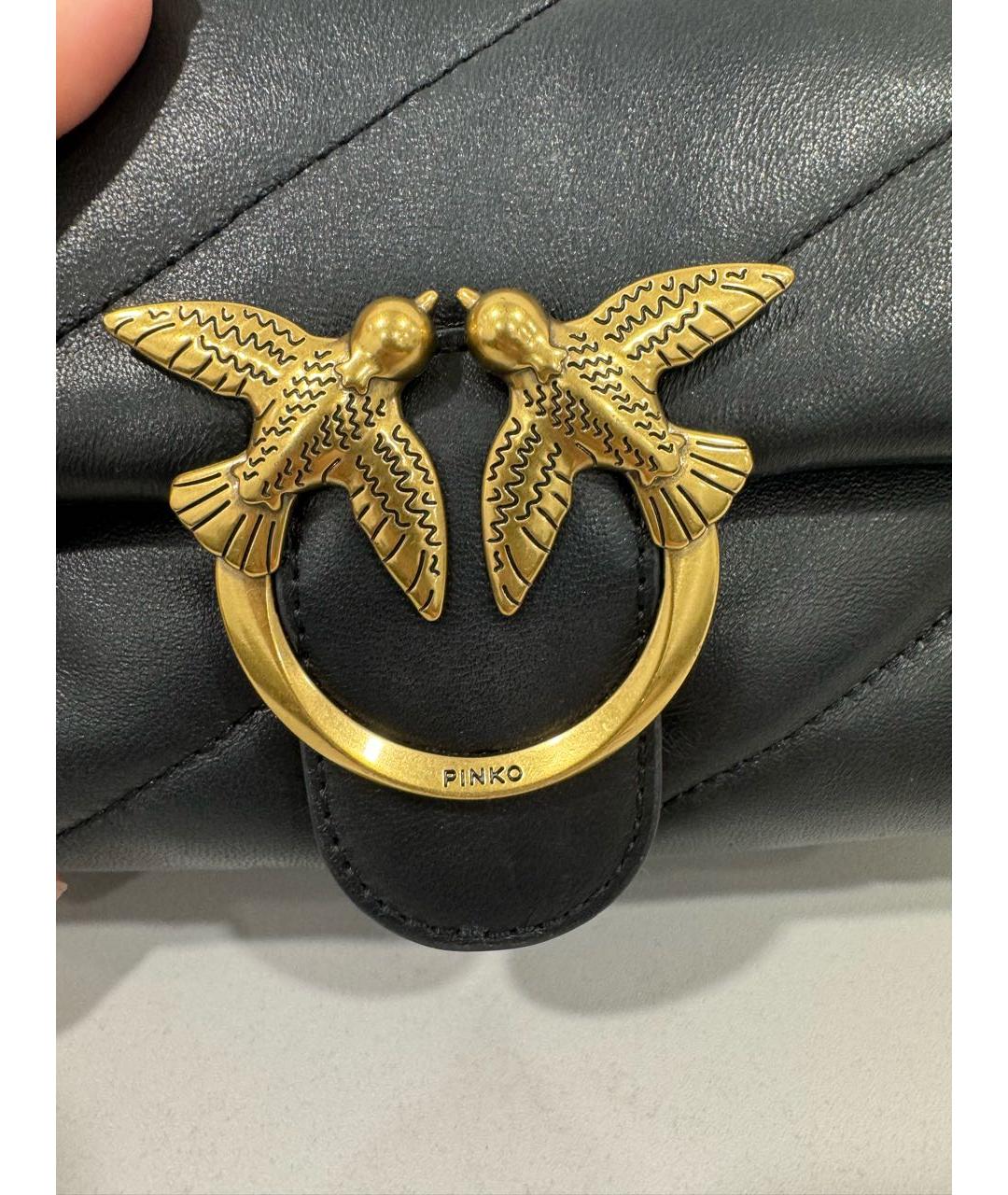 PINKO Черная кожаная сумка через плечо, фото 8