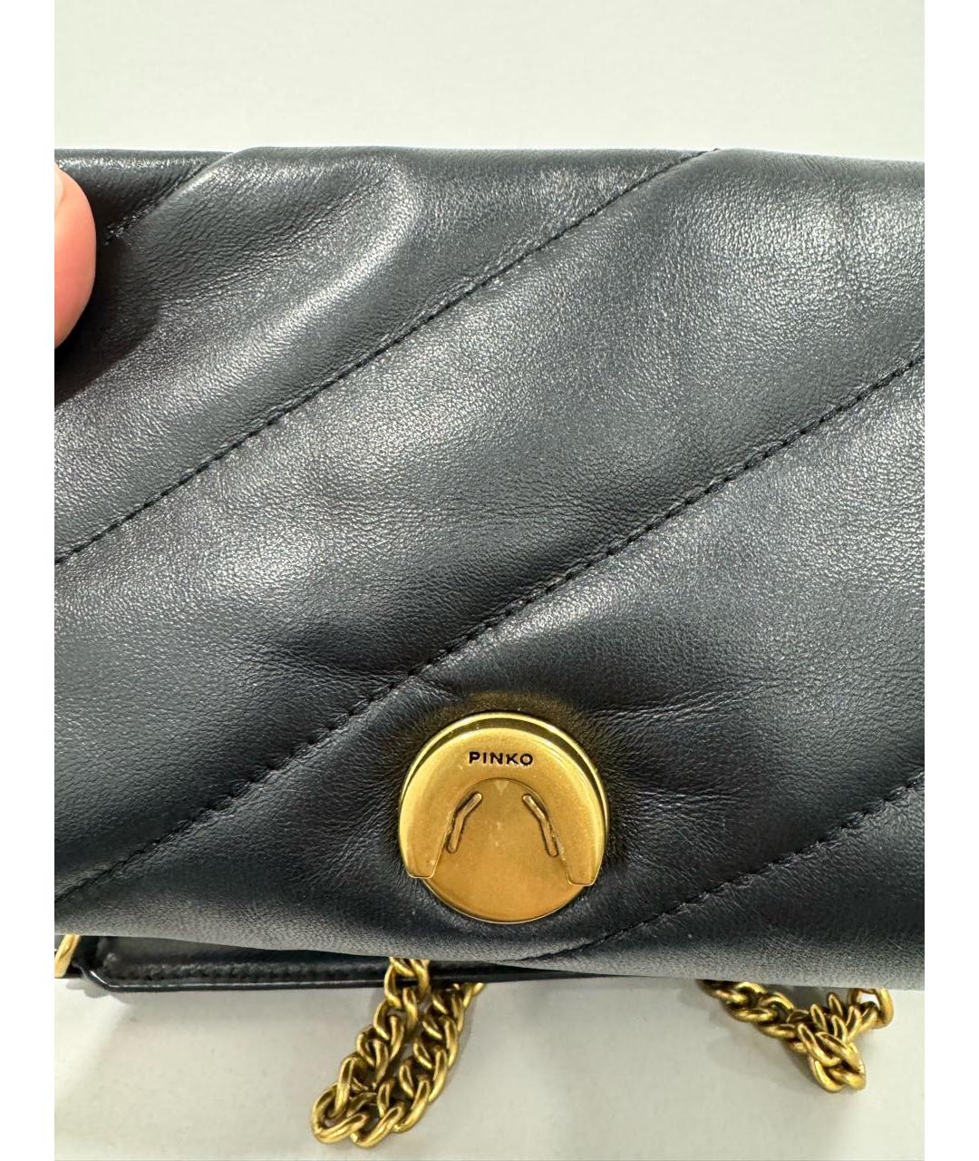 PINKO Черная кожаная сумка через плечо, фото 5