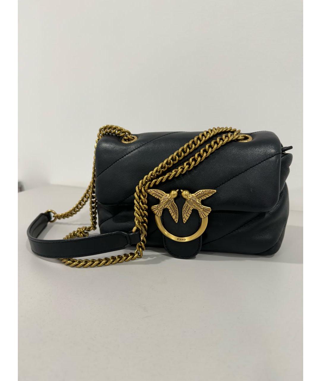 PINKO Черная кожаная сумка через плечо, фото 7