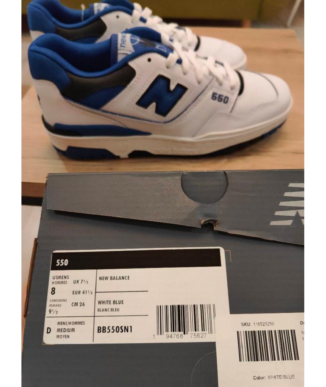 NEW BALANCE Белые кожаные низкие кроссовки / кеды, фото 7
