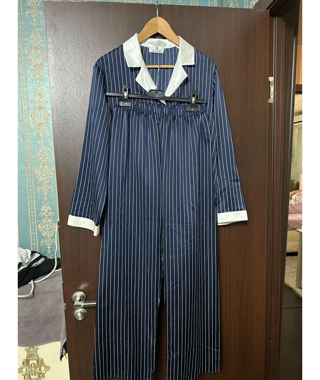GIVENCHY Темно-синяя атласная пижама, фото 2