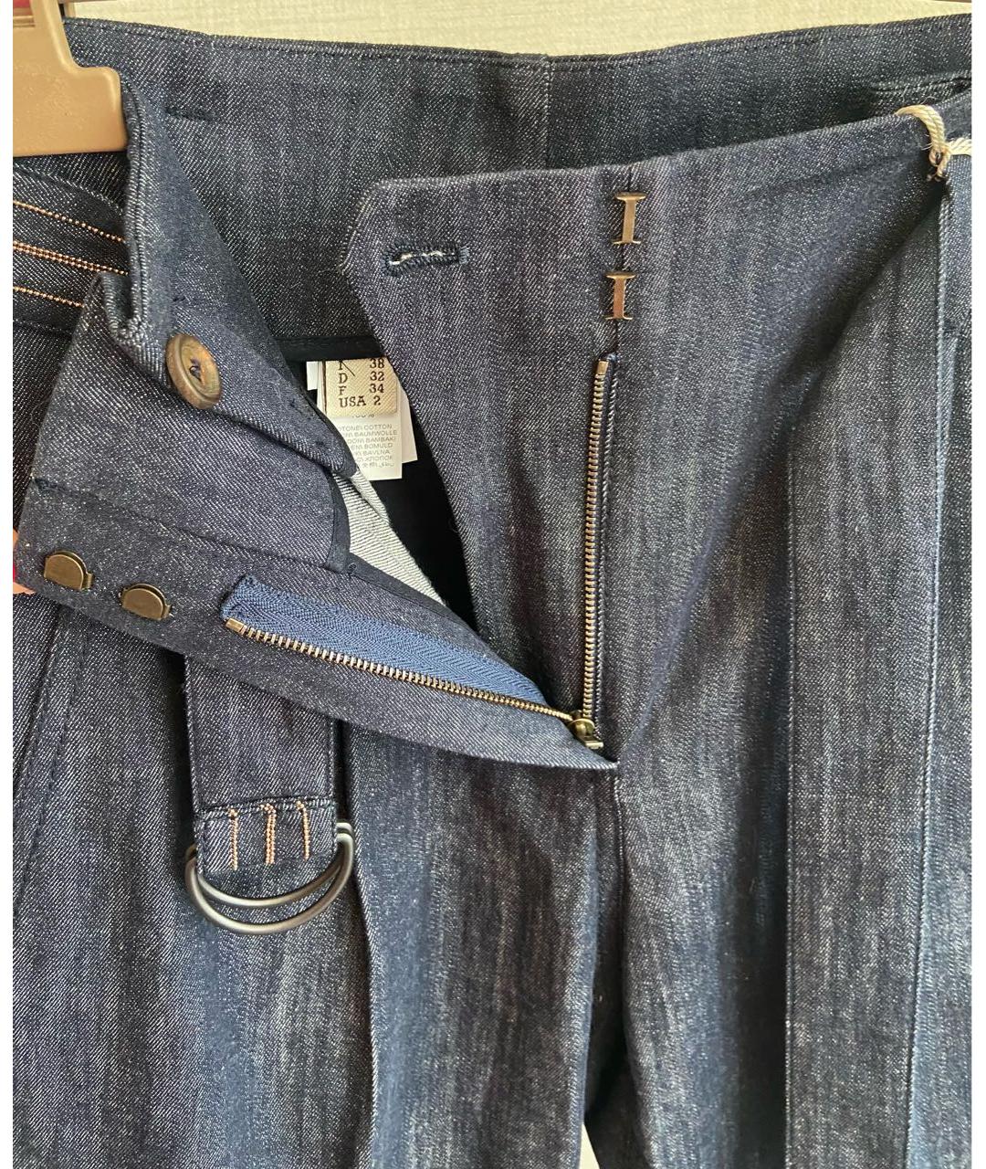BRUNELLO CUCINELLI Темно-синие хлопковые прямые брюки, фото 5