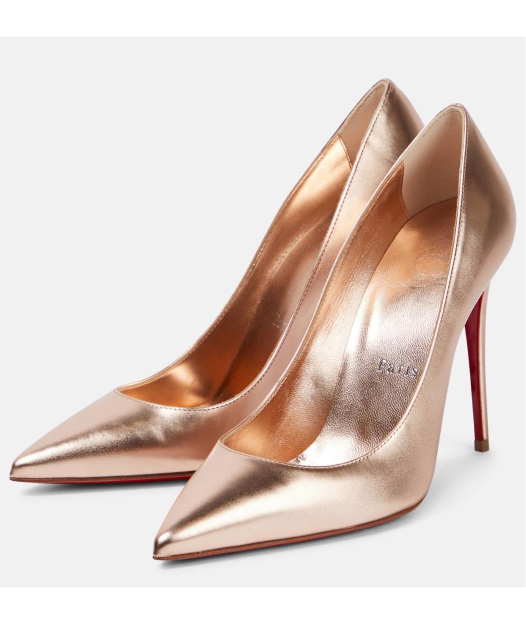 CHRISTIAN LOUBOUTIN Золотые кожаные туфли, фото 4