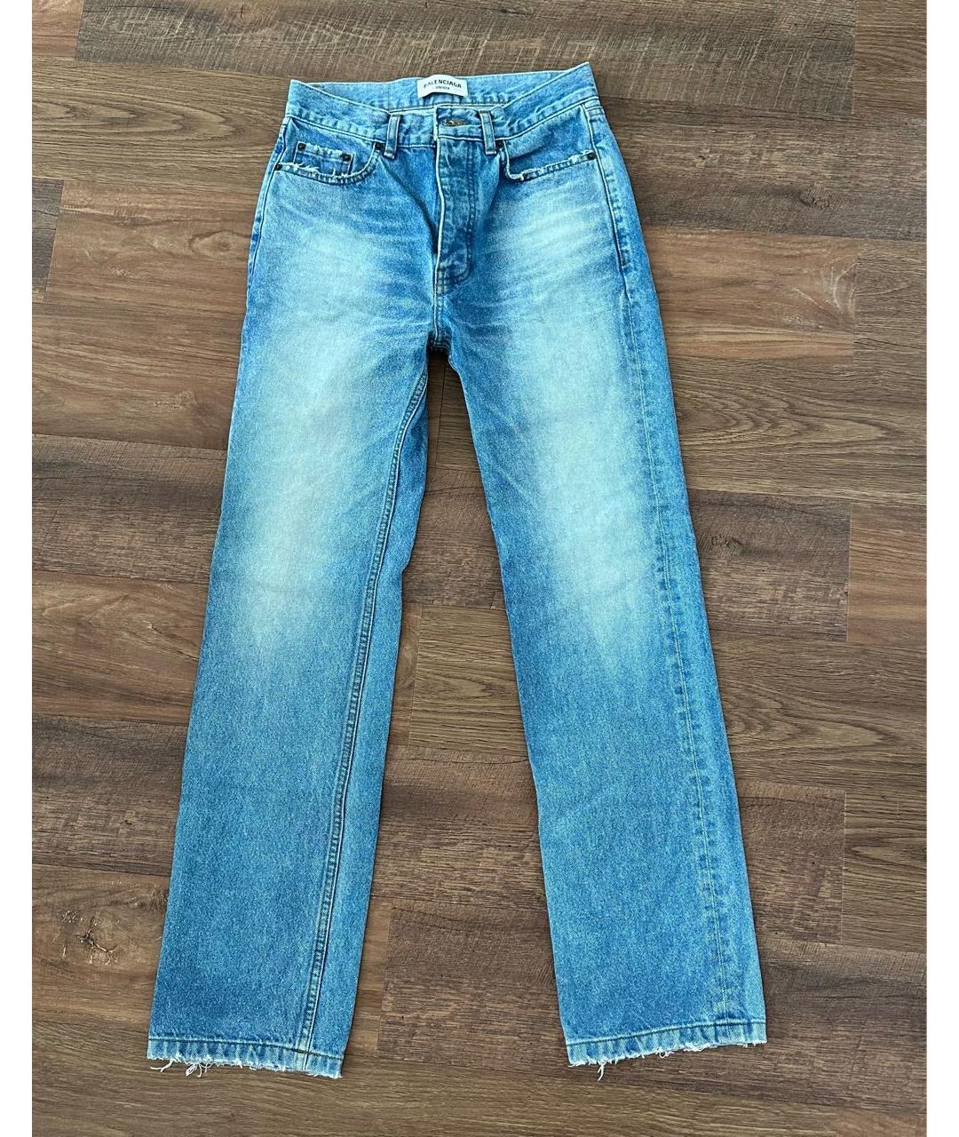 BALENCIAGA Голубые хлопковые прямые джинсы, фото 8