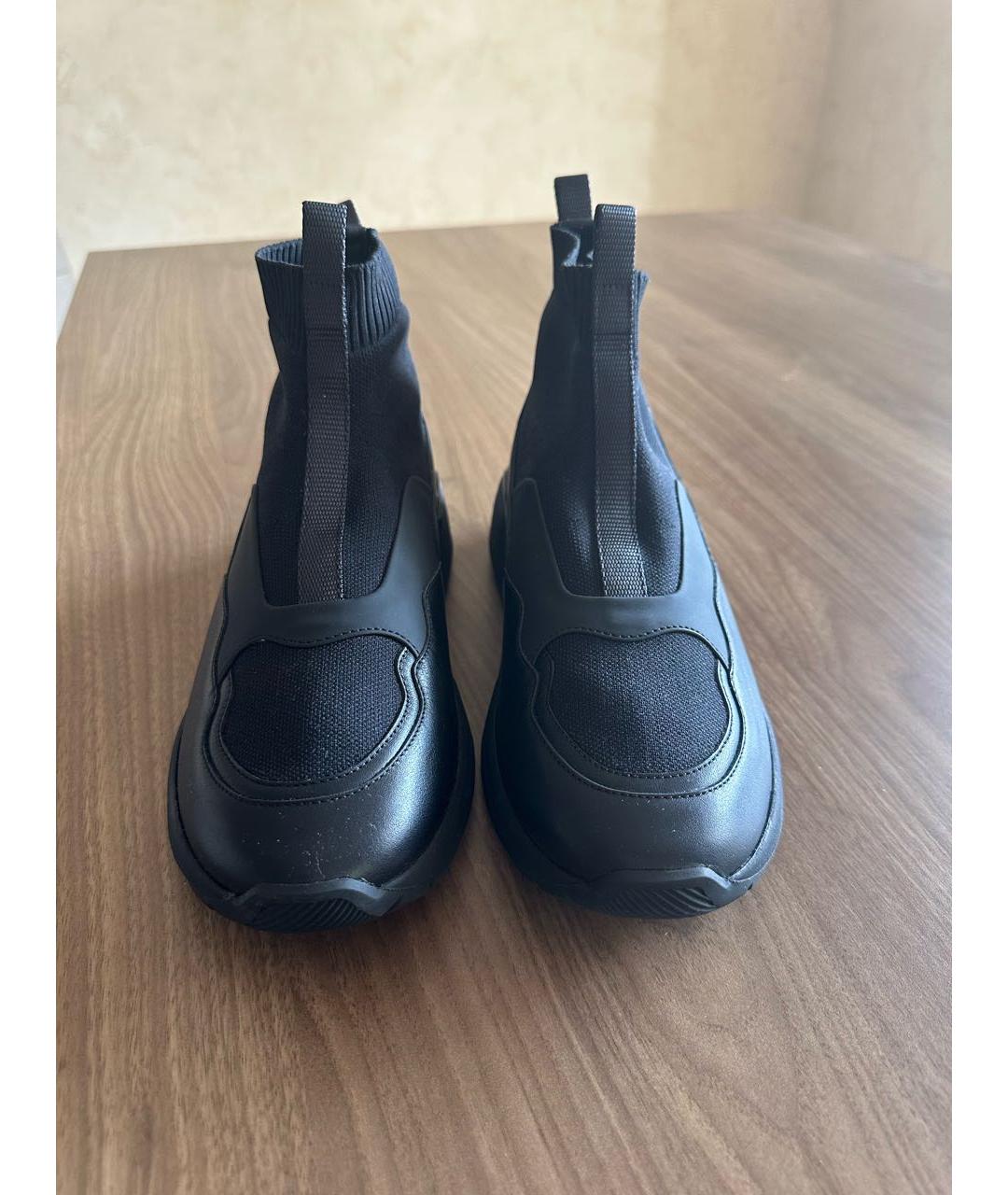 SALVATORE FERRAGAMO Черные кожаные кроссовки, фото 2