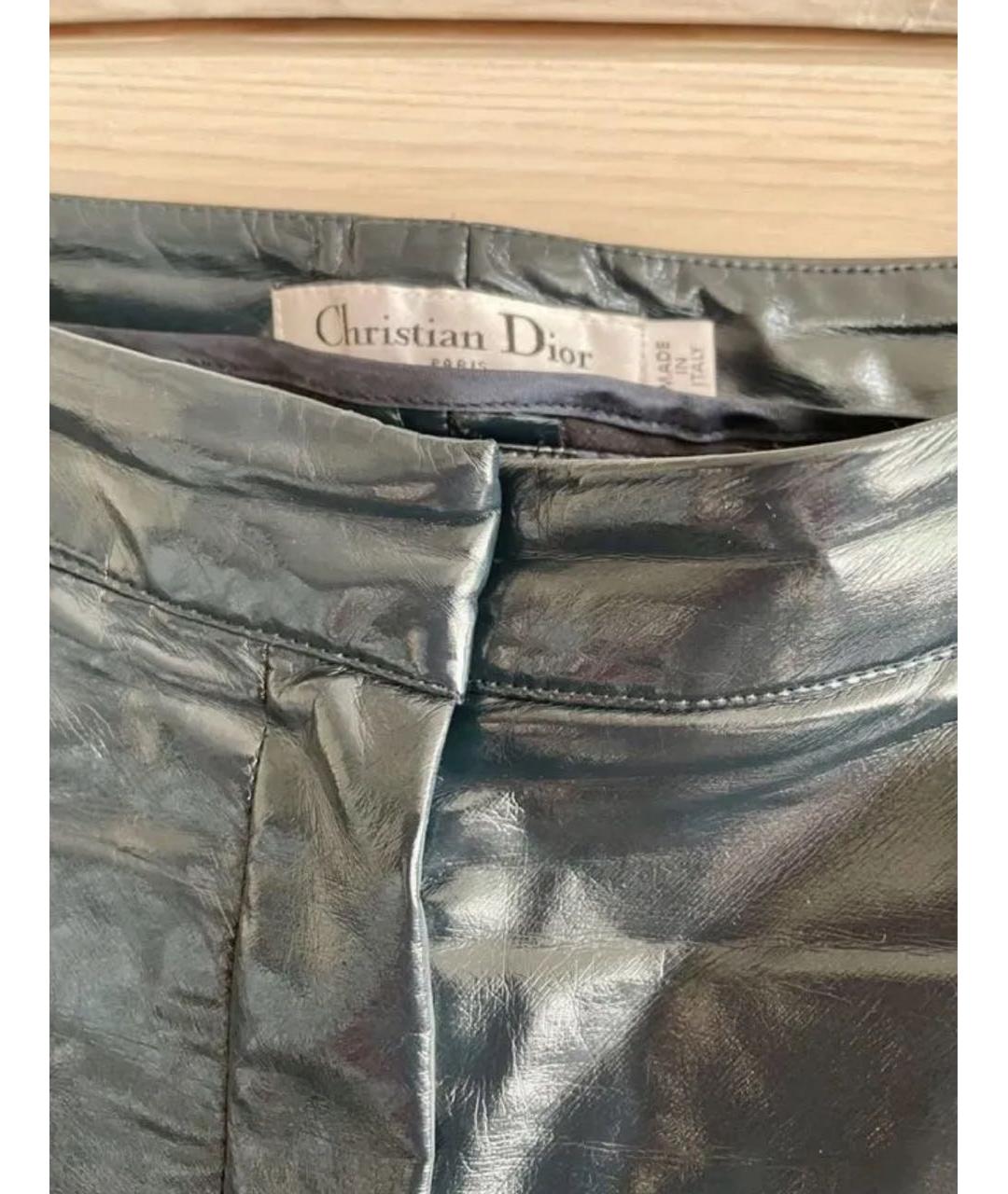 CHRISTIAN DIOR Темно-синие синтетические брюки узкие, фото 4