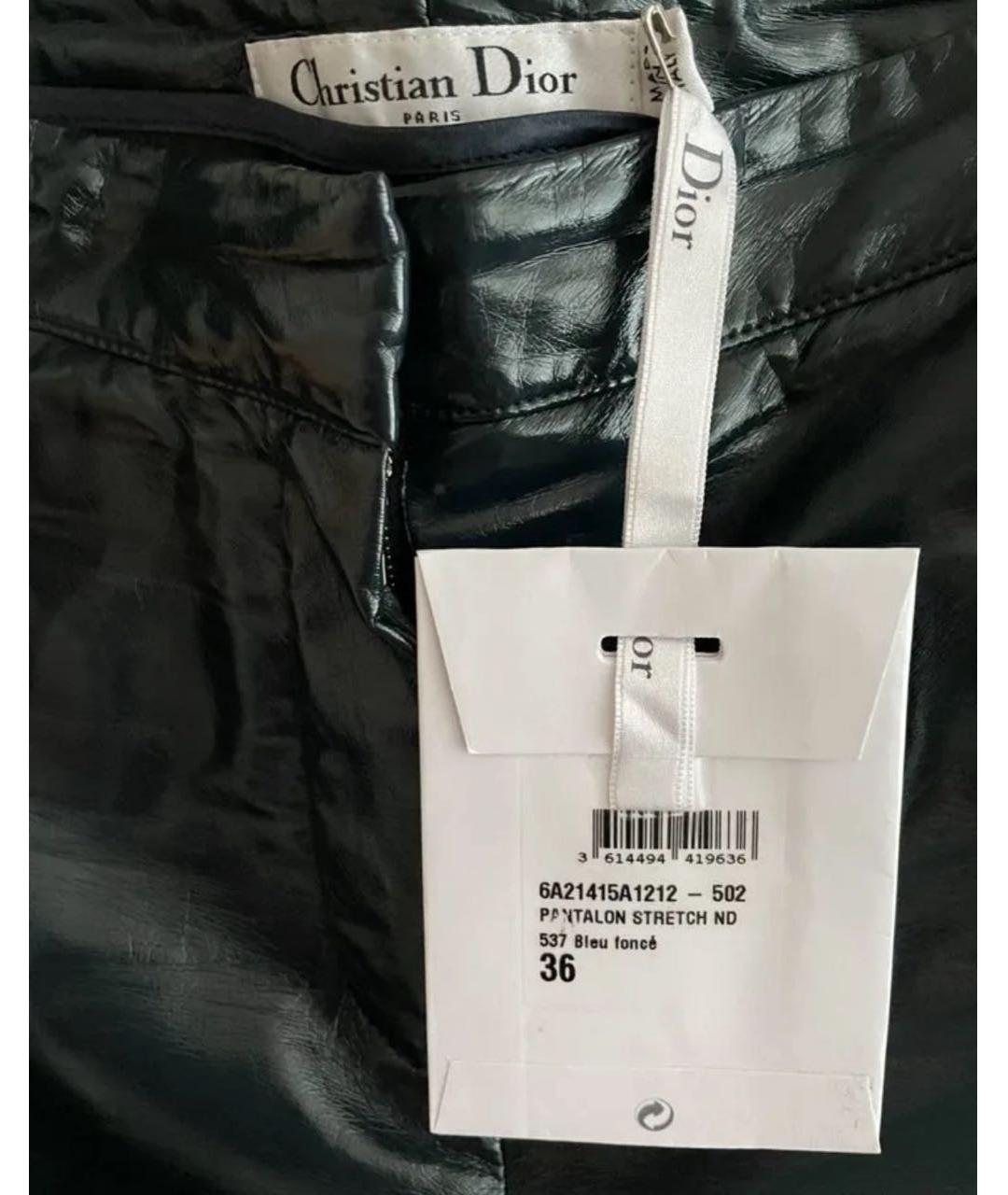 CHRISTIAN DIOR Темно-синие синтетические брюки узкие, фото 7