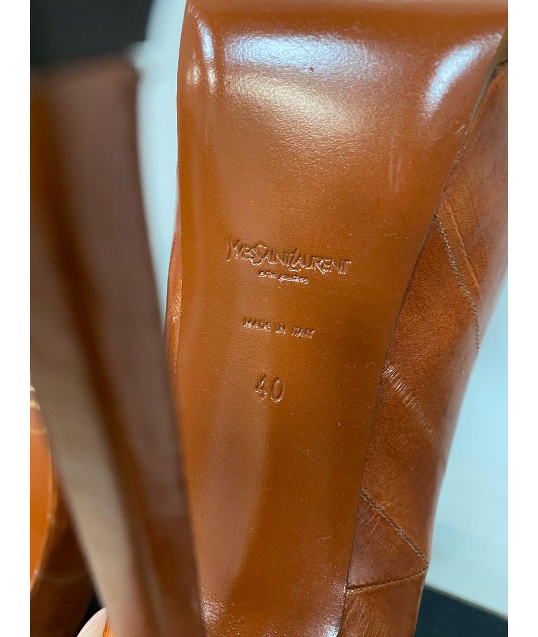 SAINT LAURENT Коричневые туфли из экзотической кожи, фото 5