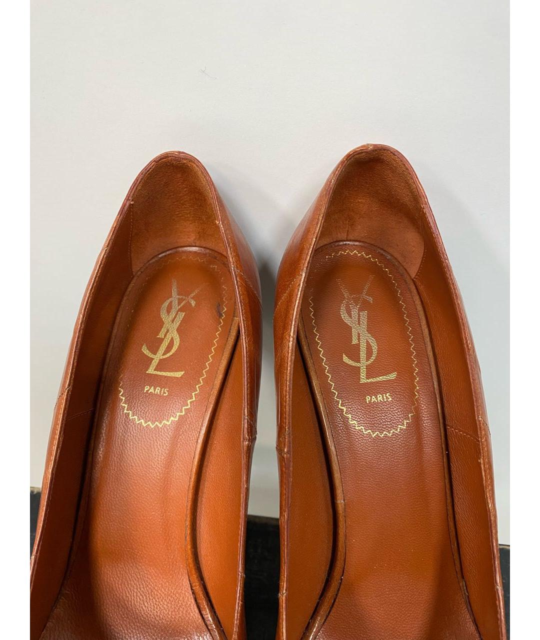 SAINT LAURENT Коричневые туфли из экзотической кожи, фото 6