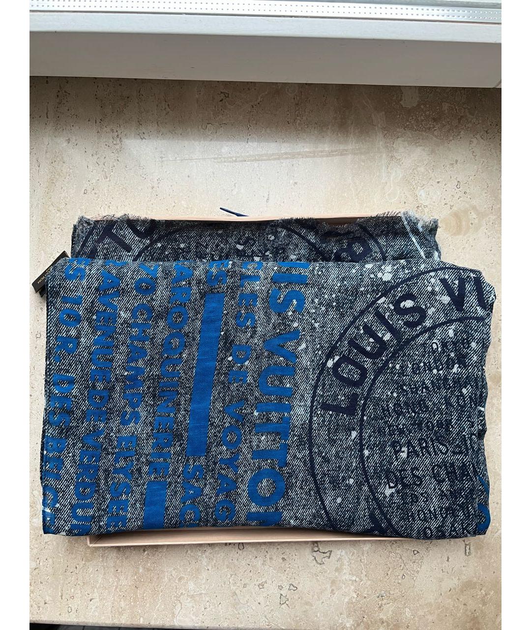 LOUIS VUITTON PRE-OWNED Синий хлопковый шарф, фото 8
