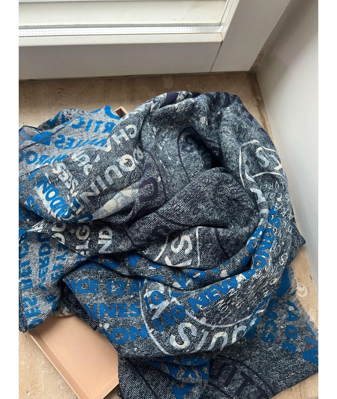 LOUIS VUITTON PRE-OWNED Синий хлопковый шарф, фото 5
