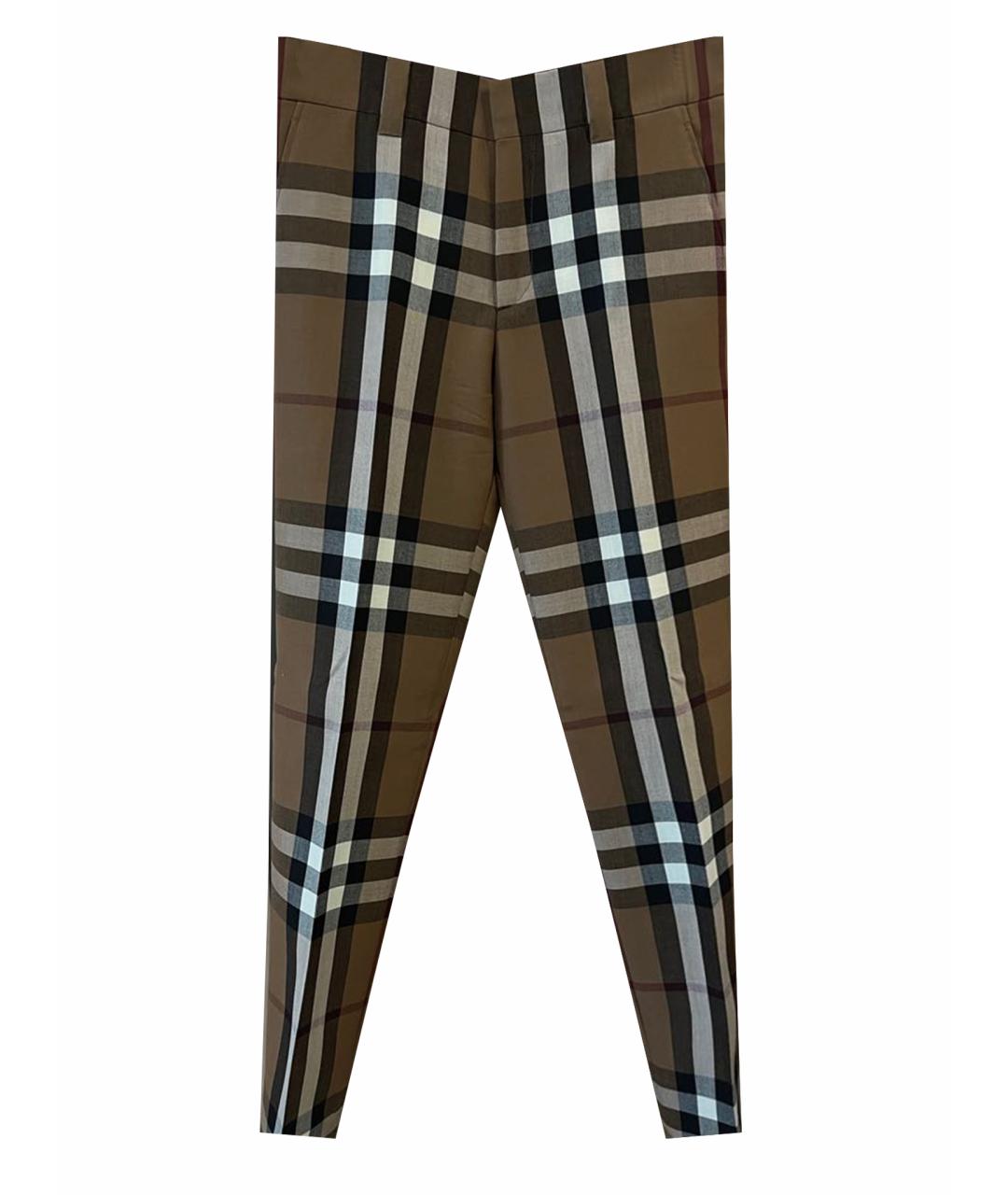 BURBERRY Коричневые шерстяные классические брюки, фото 1
