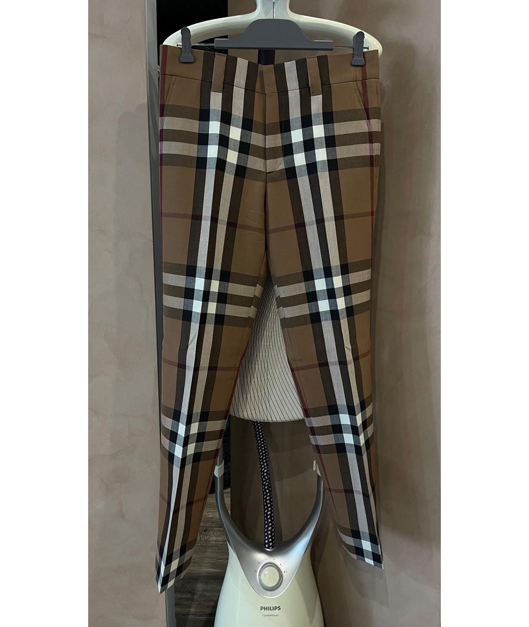 BURBERRY Коричневые шерстяные классические брюки, фото 9