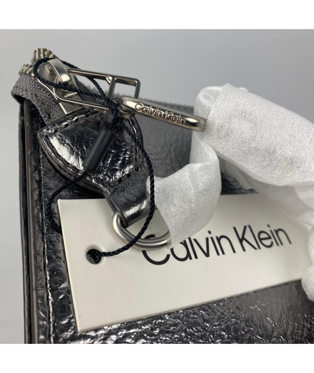CALVIN KLEIN Серебряная сумка через плечо из искусственной кожи, фото 2