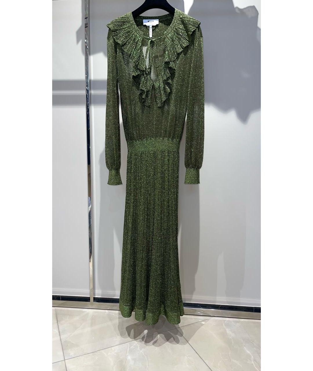 MSGM Зеленые вискозное платье, фото 2