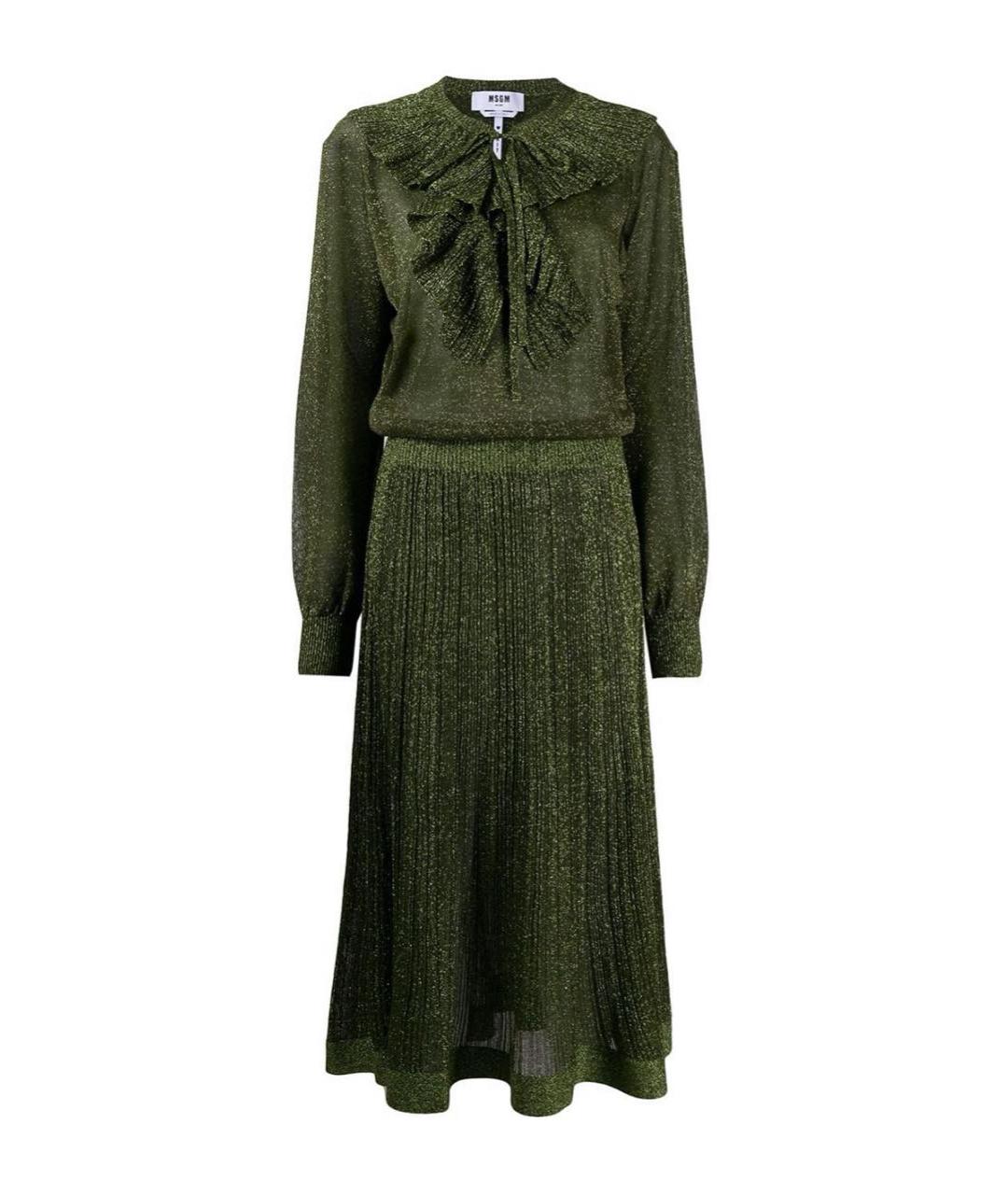 MSGM Зеленые вискозное платье, фото 1