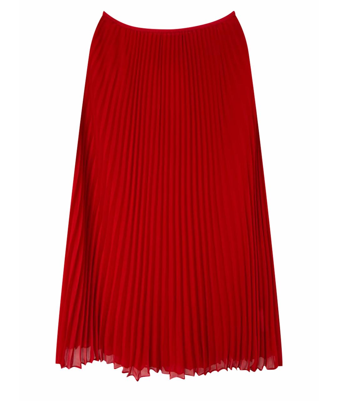POLO RALPH LAUREN Красная полиэстеровая юбка миди, фото 1