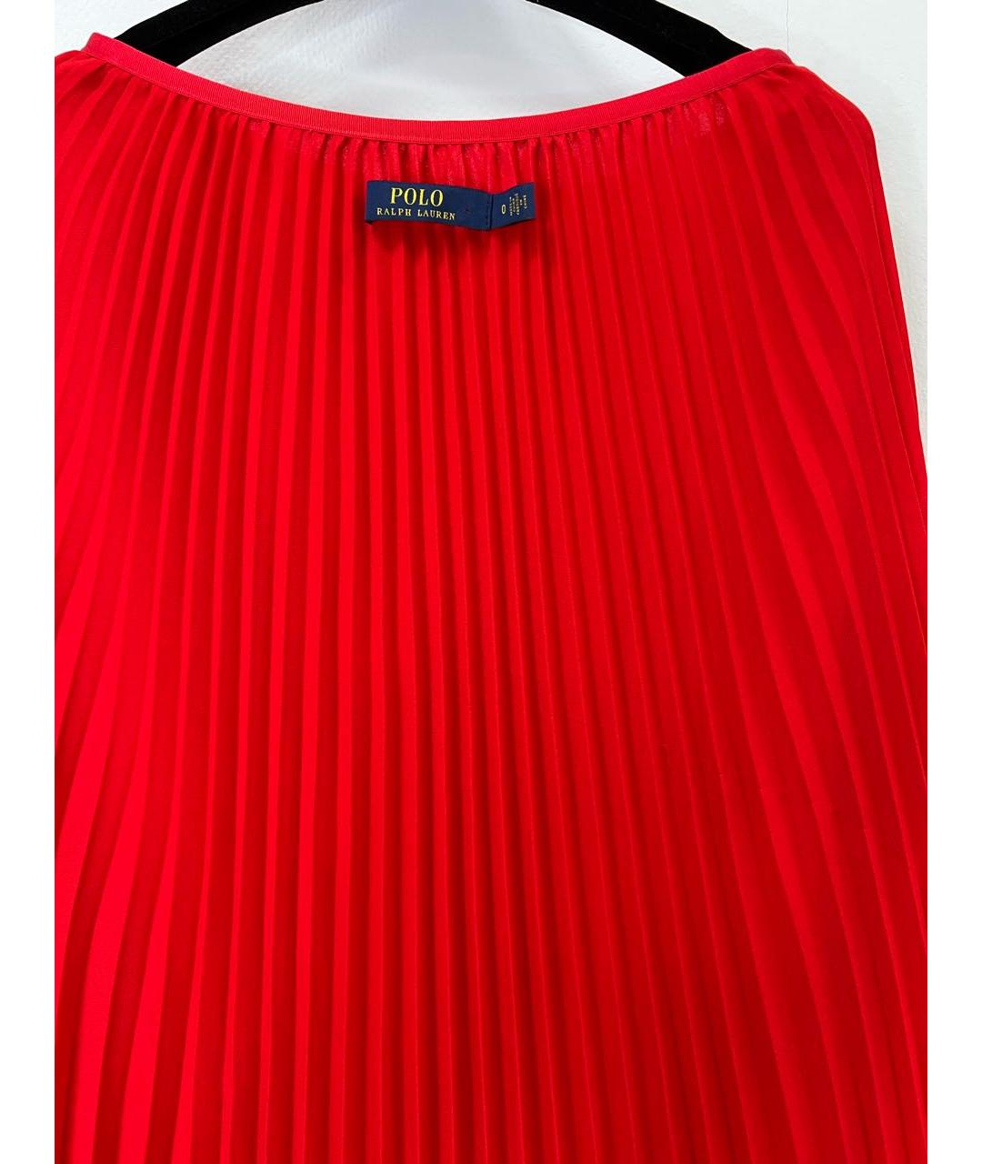 POLO RALPH LAUREN Красная полиэстеровая юбка миди, фото 3