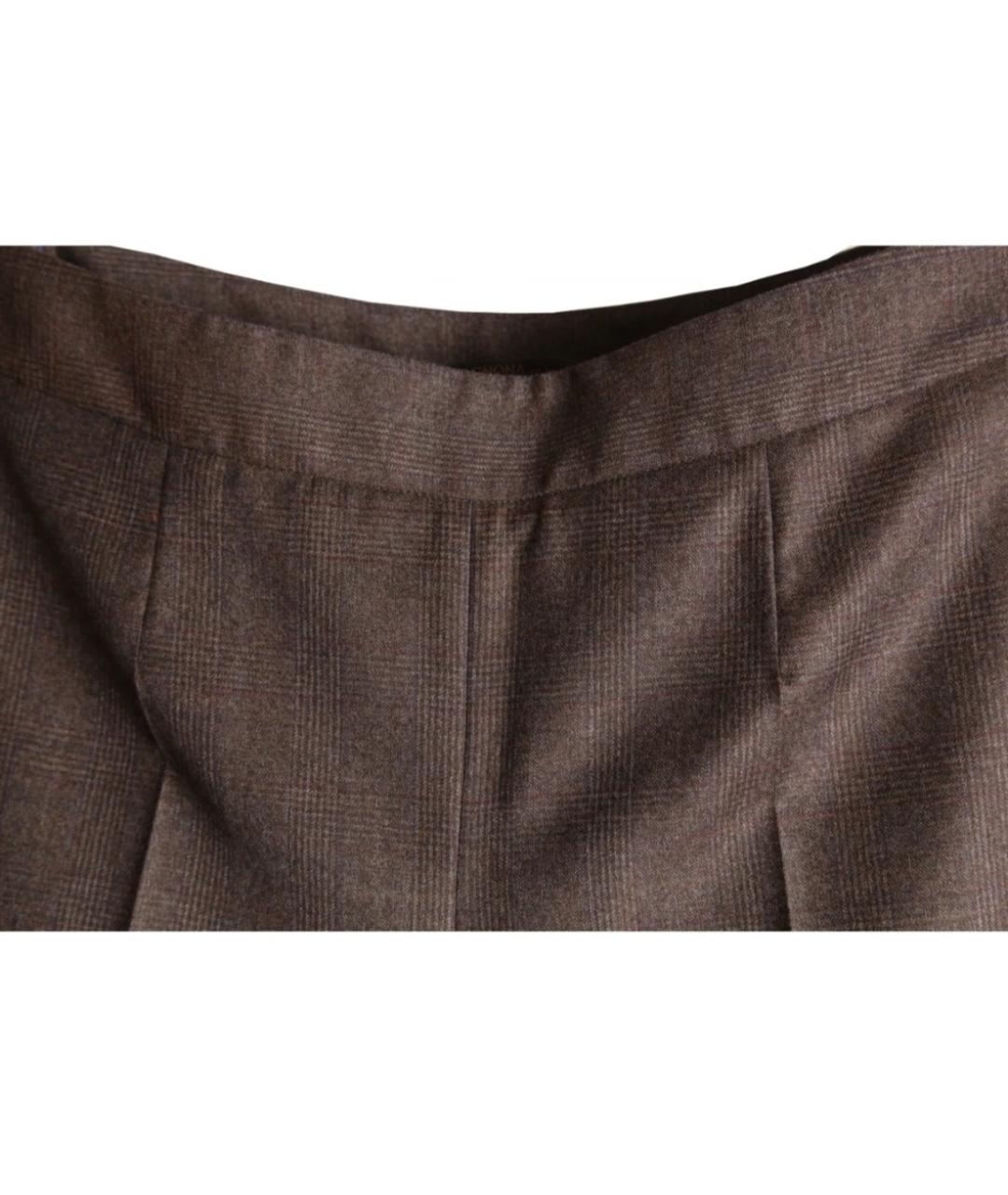 AGNONA Коричневые шерстяные прямые брюки, фото 3