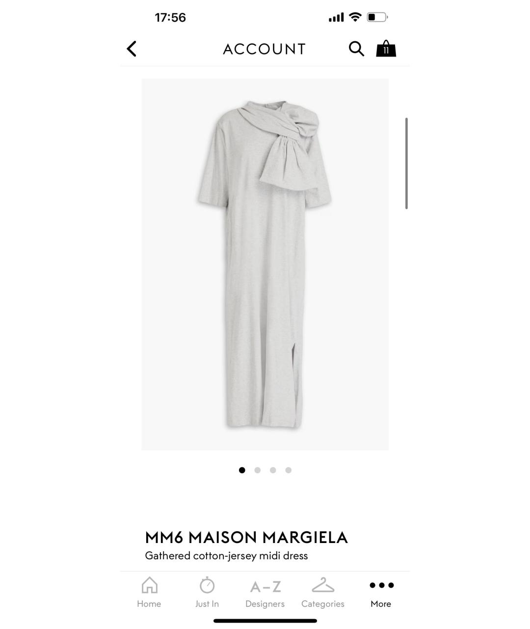 MM6 MAISON MARGIELA Серое хлопковое повседневное платье, фото 2