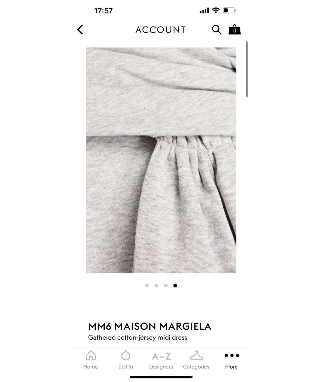 MM6 MAISON MARGIELA Серое хлопковое повседневное платье, фото 4