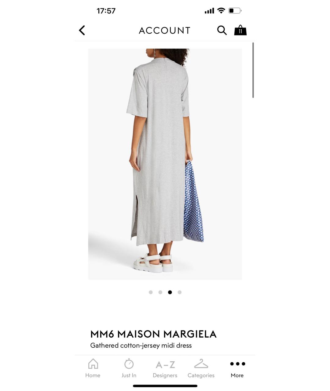 MM6 MAISON MARGIELA Серое хлопковое повседневное платье, фото 5