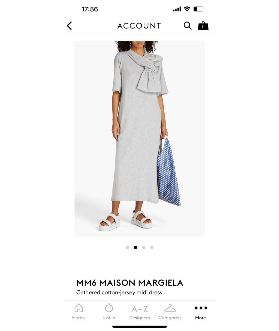 MM6 MAISON MARGIELA Серое хлопковое повседневное платье, фото 3