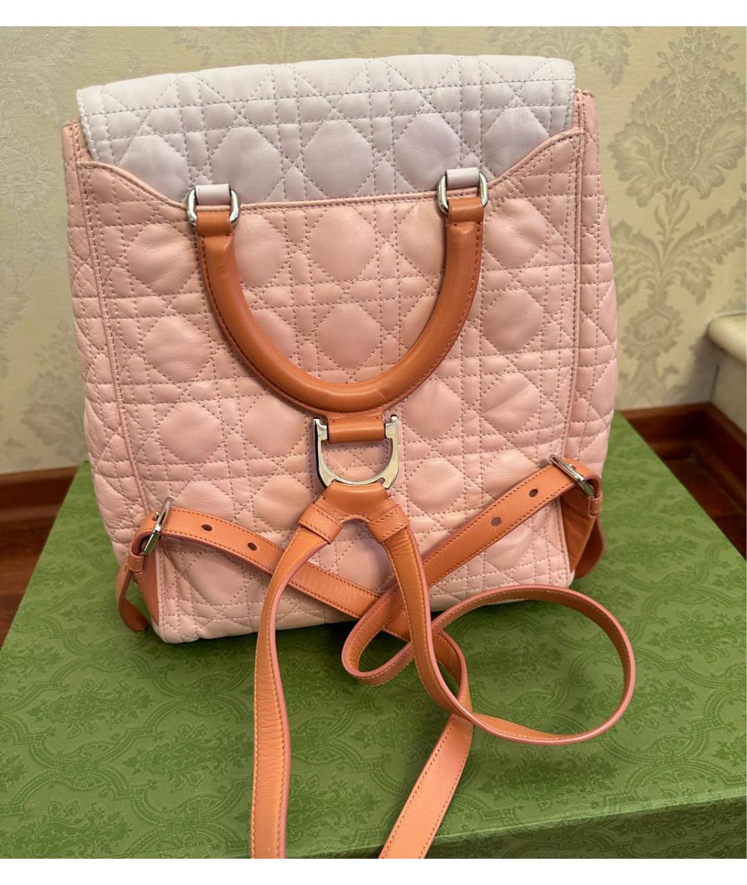 CHRISTIAN DIOR Розовый кожаный рюкзак, фото 6