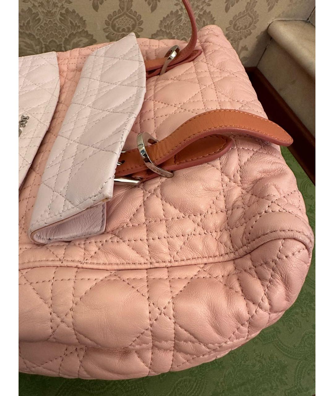 CHRISTIAN DIOR Розовый кожаный рюкзак, фото 7