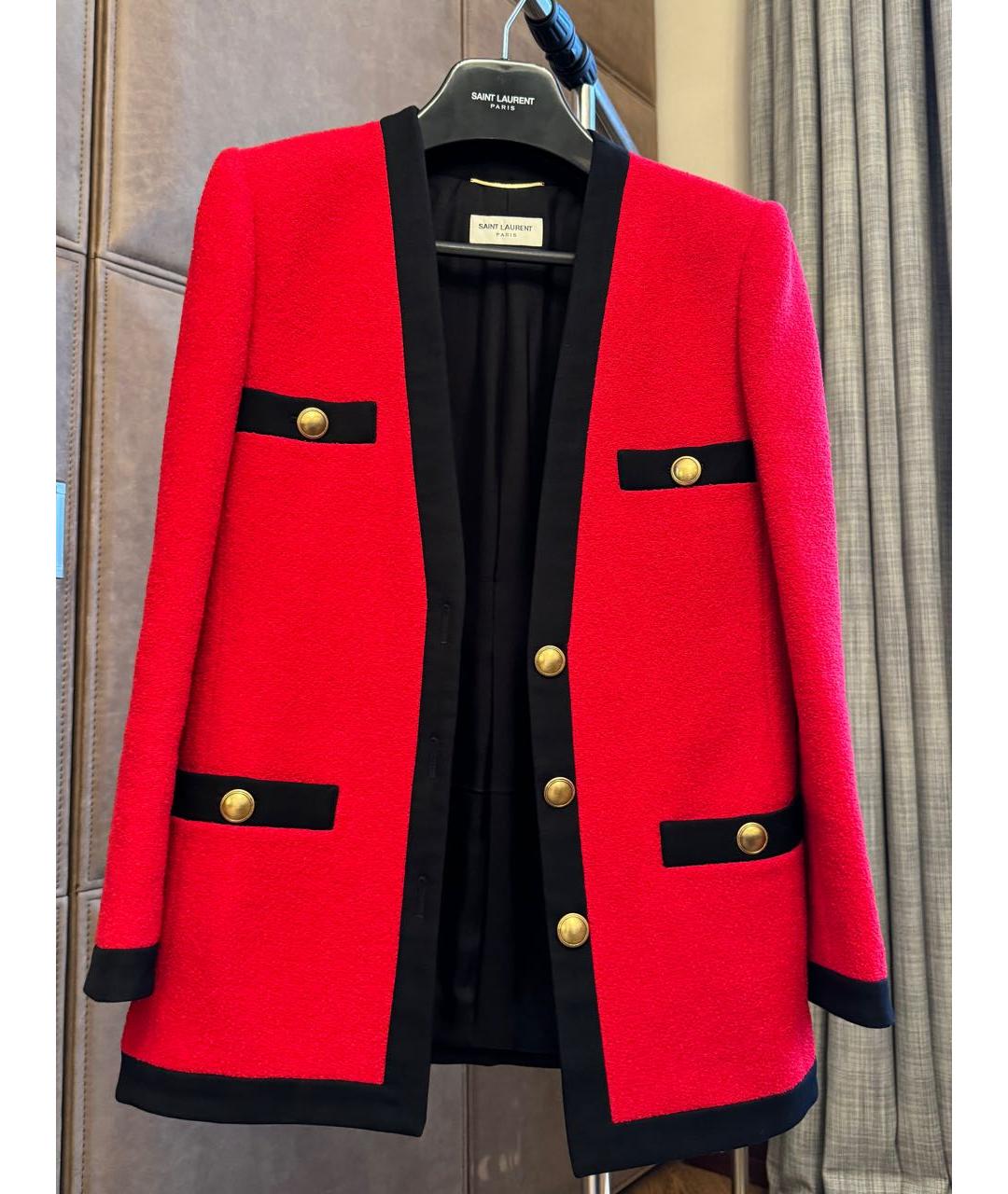 SAINT LAURENT Красный шерстяной жакет/пиджак, фото 2