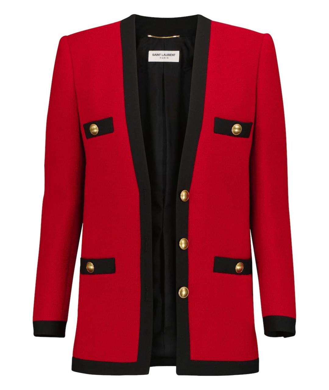 SAINT LAURENT Красный шерстяной жакет/пиджак, фото 1