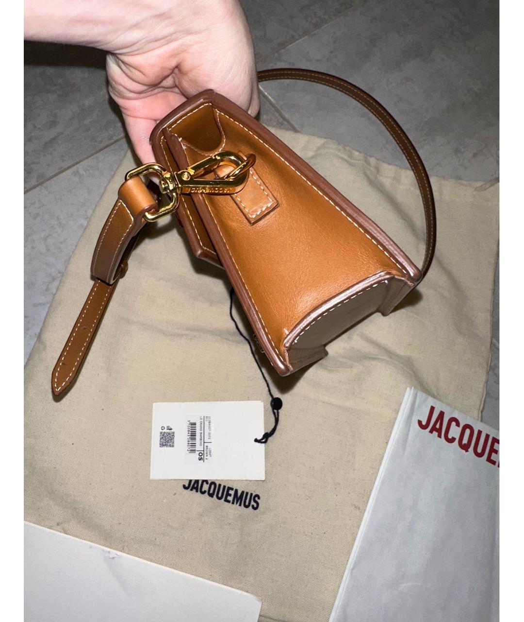 JACQUEMUS Коричневая кожаная сумка с короткими ручками, фото 4