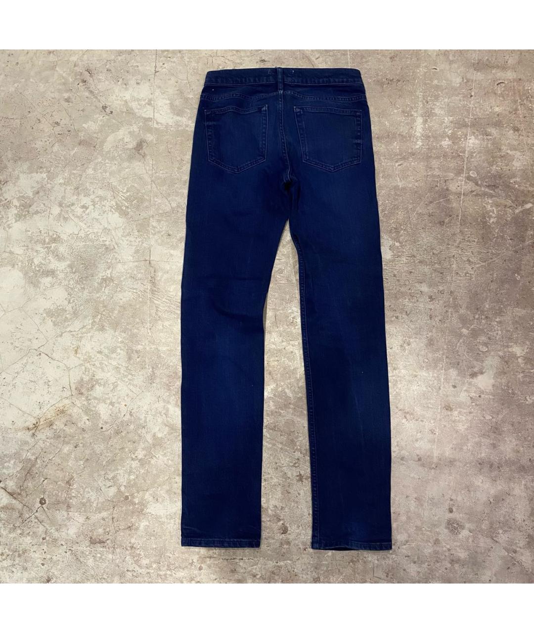 ACNE STUDIOS Темно-синие хлопко-эластановые прямые джинсы, фото 2