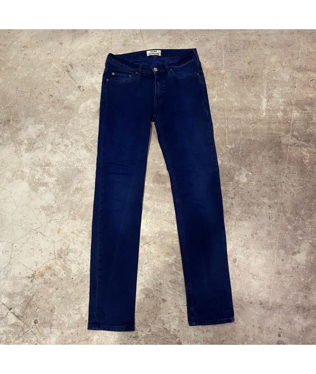 ACNE STUDIOS Темно-синие хлопко-эластановые прямые джинсы, фото 6
